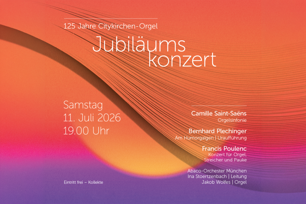 Die bedeutendste romantische Orgel der Stadt Zürich feiert ihren 125. Geburtstag – und wir feiern mit. Zusammen mit dem Abaco-Orchester München erklingen Werke von Saint-Saëns, Poulenc und Plechinger.
Samstag, 11. Juli, 19 Uhr